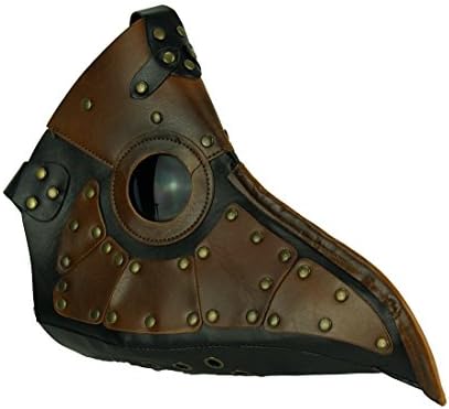 KBW Black and Brown Vintage Patched Plague Doctor Costume Mask
