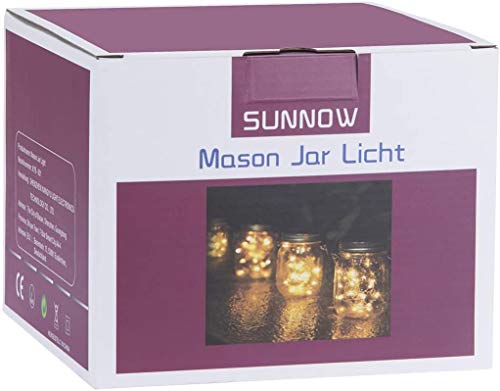 Solarlampe,SUNNOW 4 Stuck Solar Mason Jar Licht LED Solar Licht Einmachglas Laterne Solarleucht f¨¹r Au?en Garten Deko, Weihnachtsferien Einmachgl?ser Wasserdichte Garten H?ngeleuchten – Bild 7