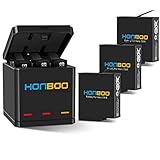 HONBOO Batteries (3-Pack) and Triple Charger for GoPro Hero 7/6/5 Black,Rechargeable Battery Accessories for GoPro Camera