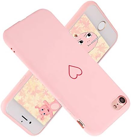 For iPhone 6 Case iPhone 6S Girls Case Super Cute Love-Heart Shape Soft TPU Silicone Cover Anti-Scratch Shockproof Back Bumper Shell Case Cover for iPhone 6/6S-Pink