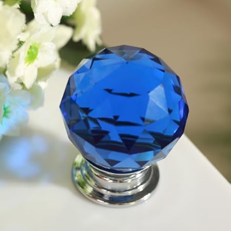 Revesun 4pcs Lot 30mm Blue Crystal Glass Door Knobs Cabinet Pulls