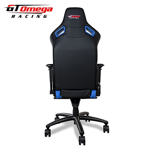 GT-Omega-Sport-Racing-Sedia-da-Ufficio-Nero-e-Blu-in-Pelle-Sedile-Giocatori