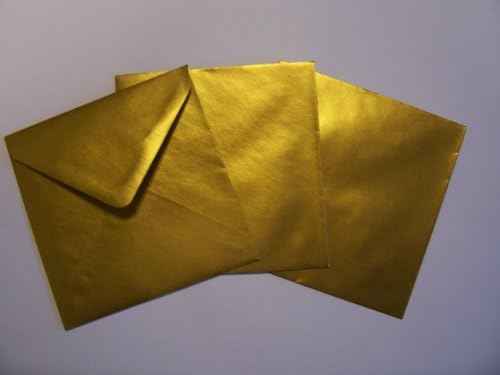 500 Gold Metallic Envelopes - Gummed Greeting Card Envelope - 90gsm 130X130mm