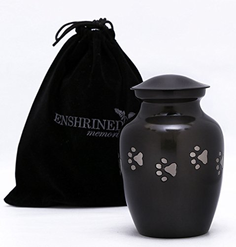 Enshrined Memorials Cremation Urn for Funeral by Cerberus Series Quality Medium Pet Dog Cat Handcrafted Solid Brass Affordable for Ashes in Velvet Bag Engraving Design