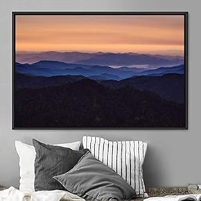 signwin Framed Canvas Wall Art Orange Sunset Abstract...