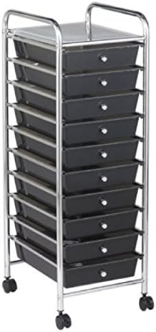 10 Pull Out Translucent Smoke Black Drawers Steel Frame Mobile Organizer