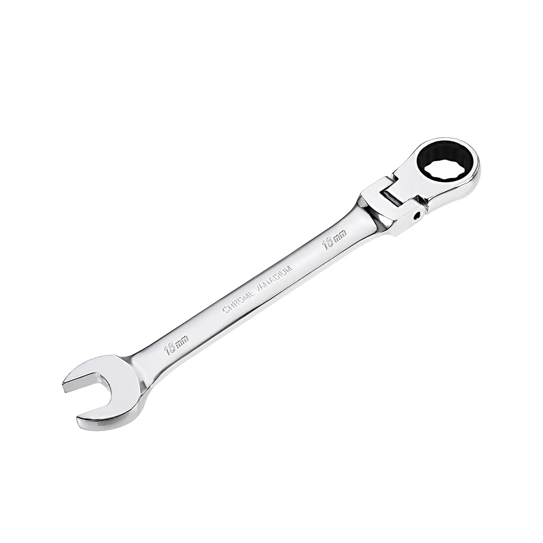 sourcing map 18mm Flex-Head Ratcheting Combination Wrench Metric 72 Teeth 12 Point Ratchet Box Ended Spanner Tools, Cr-V