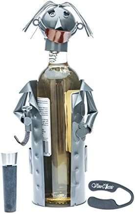 Female Dentist (Wearing a Coat,Mouth Is Covered with Mask, Holding a Drill Plus a Tray) Wine Bottle Holder Plus a Wine Foil Cutter and a Wine Bottle Vacuum Stopper