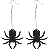 Fun Halloween Earrings for Women Black Spider Dangle Earrings Suede Statement Spooky Earrings Bats Skulls Holiday Scary Decorations Party Jewelry Unique Gifts