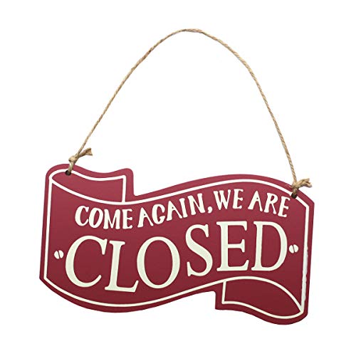 ZHU YU CHUN Double-Sided Open/Closed Sign Hanging Board, Wooden Open Close Sign with Rope for Hanging (Pink)