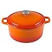Zelancio Cookware 6-Quart Enameled Cast Iron Dutch Oven Cooking Dish with Self-Basting Lid, Tangerine Orange