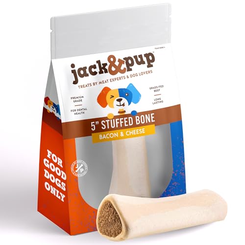 Jack&Pup 5-6" Filled Dog Bones for Large Dogs, Flavored Dog Bone Long Lasting,…