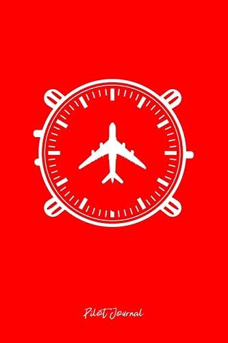 Pilot Journal: Lined Journal - Airplane Watch Clock Aircraft Aviation Pilot Gift - Red Ruled Diary, Prayer, Gratitude, Writing, Travel, Notebook For Men Women