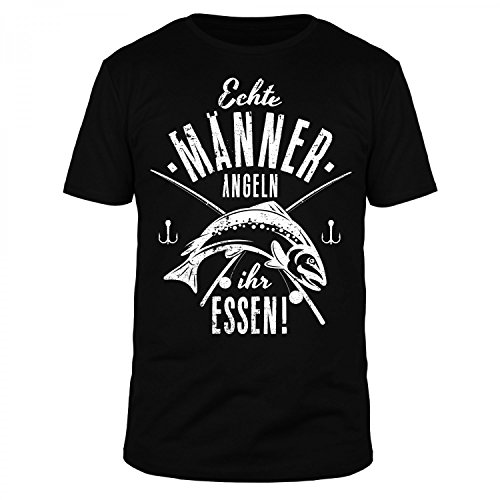 FABTEE Echte Männer Angeln Essen - Herren Fun T-Shirt | Plus Gratis Aufkleber | Als Geschenk zu Weihnachten, Geburtstag… – Bild 6