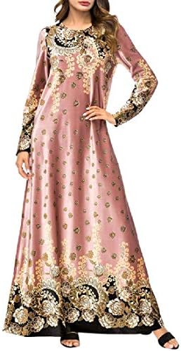 Unastar Women Muslim Abaya Velour Velvet Embroidered Evening Dress