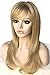 Auflaund Long Straight Blonde Wigs Imported Synthetic Ombre Dark Root Layered High Dentistry Glazed Hair Replacement Wigs for Women with Inclined Bangs 22 Inches (T/Blonde)