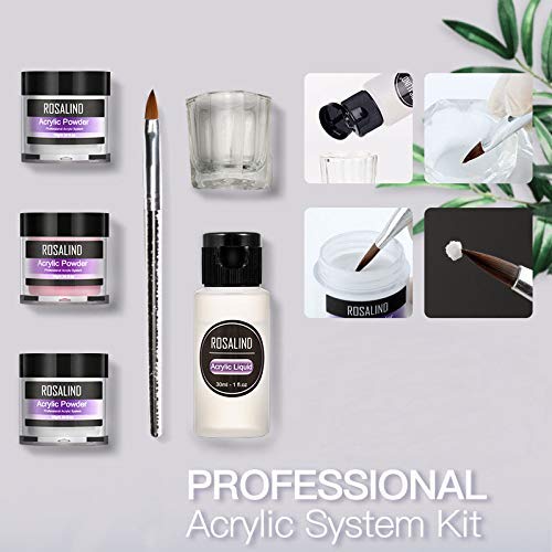 Acrylic Powder Acrylic Liquid Monomer Set Acrylic Nail Tools Manicure Art Starter Kit Nail Extension Tips Daily Nail Care Nail System for Beginners and Nail Professionals