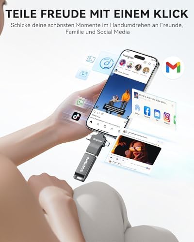 MFi - Chiavetta USB da 128 GB per iPhone, 4 in 1, in metallo, colore: nero