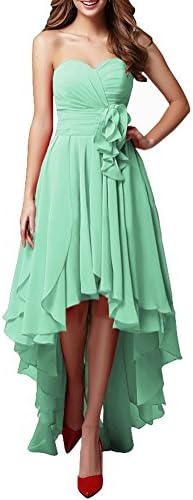 JY FASHION Women's Bandeau Hi-lo Party Swing Bridesmaid Dress Evening Grown Mint Green US 14