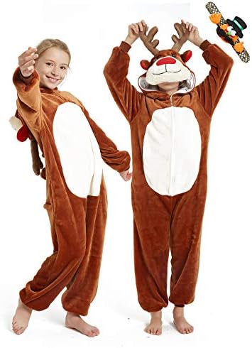 Kid Reindeer Onesie Pajamas Deer Halloween Costume Boy Girl Animal Onepiece