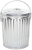 Witt Industries 10GPCL Galvanized Steel 10-Gallon Light Duty Waste Pail and Lid, Round, 16" Diameter x 17-1/4" Height, Silver
