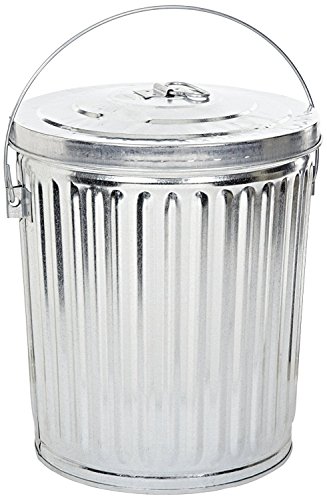 Witt Industries 10GPCL Galvanized Steel 10-Gallon Light Duty Waste Pail and Lid, Round, 16" Diameter x 17-1/4" Height, Silver