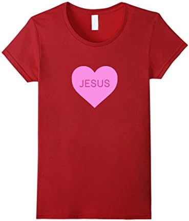 Womens I Love You Jesus Pink Heart God Christian Faith Emoji Shirt Medium Cranberry