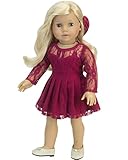 Sophia's 18 Inch Doll Clothes Outfit, 2 Pc. Elegant Berry Long-Sleeved Lace Doll Dress & Hair bow for your 18 Inch American Dolls Clothes & More! Berry Long Sleeve Lace Dress w/Hair bow