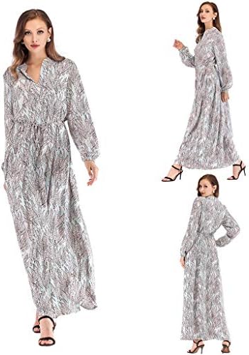 Viahwyt Muslim Clothes Ladies's Print Maxi Dresses Muslim Kaftan Dress Work Party Gown Abaya Jilbab Dubai Kaftan Robe Islamic
