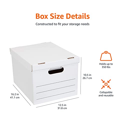 Amazon Basics Storage and Filing Boxes With Lid and Handles, Legal