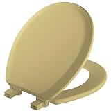 Mayfair Will Never Loosen and Easily Remove, Durable Enameled 41EC 031 Molded Wood Toilet Seat with Lift-Off Hinges, Round, Harvest Gold