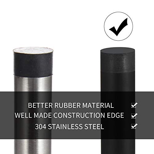 Orhemus Decorative Door Stoppers - 3.5 Inch 304 Stainless Steel Heavy Duty Door Stops with Rubber Tip Bumper for Wall and Door Protection Sound Dampening 2 Pack Matte Black - Thumbnail 6