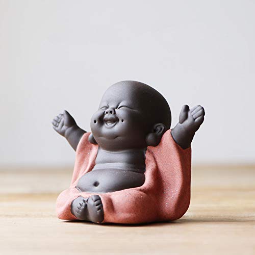MonLiya Ceramic Little Cute Buddha Statue Monk Figurine Creative Baby Crafts Dolls Ornaments Gift Delicate Ceramic Arts and Crafts