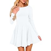 XXTAXN Women's Sexy Crew Neck Long Sleeve Ruffle Hem Cocktail Party Corset Mini Dress