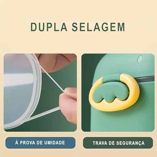 Porta Leite em Pó com Dosador e Nivelador 800ml – Pote Infantil Multifuncional para Papinha, Snacks e Cereais Ideal para Passeio e Viagem (Verde, Grande)