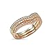 Belle Chérie Chevron Ring Set - Three Stackable Rings Gold Rose Silver Tone Pave Set Crystals