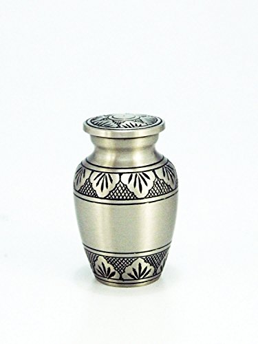 Enshrined Memorials Cremation Urn for Funeral by Electra Series Small Mini Keepsake Set of Four (4) Handcrafted Solid Brass Quality Affordable for Ashes in Velvet Box Engraving Design