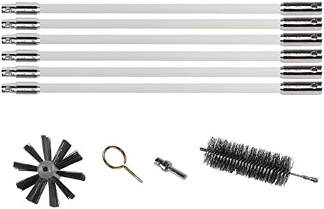 Dryer Duct Cleaning Brush Kit- Flexible Rotary Dryer Vent Cleaning System (8 rods, 20ft) (20ft)
