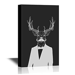 Suits Canvas Wall Art - Hipster Animal in Business Suits - Gallery Wrap Modern Home Art | Ready to Hang - 12x18 inches