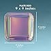 Juvale 48 Pack of Silver Iridescent Party Plates, Square with Holographic Foil (9-Inch) - Iridescent Plates