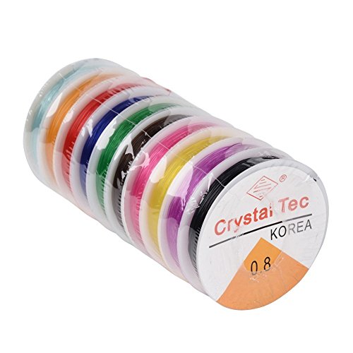 Pandahall 10 Rolls Jewelry Beading Cords Crystal Thread for Stretch Bracelet Making, Mixed Color, 0.8mm 10m/roll