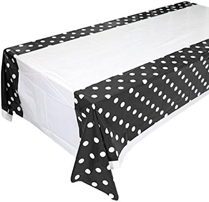 WangO Polka Dot Rectangular Plastic Polyethylene Tableclothes Cover 108"x 180" for EuroCup , Birthday, Christmas, Wedding Celebration Party