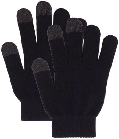 Men's Solid Color Knit Winter Touchscreen Gloves for Smartphones & Tablets,Black