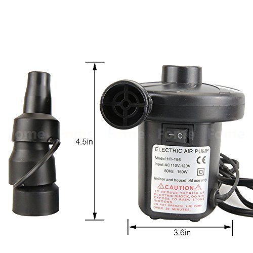 Electric Air Pump,FOME 110V AC/12V DC Portable Quick Fill Air Pump with Different Nozzles for Travel Inflatable Deflating Air Mattress Bed Lake Floats Rafts Pool Toys Home/Car Use - Thumbnail 3