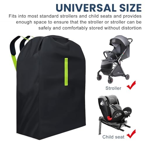 KOWVOWZ Stroller Travel Bag, Portable Pram Bag for Airplane, Oxford Cloth Baby Stroller Travel Bag, Gate Check Travel Bag with Backpack for Airplane Travel