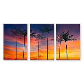 3 Panel The Palm Trees Pictures Home Wall...