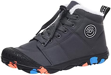 Eozy ガールズ ボーイズ スノーブーツ 雪靴 激安挑戦中 綿靴 裏ボア スポーツシューズ ショートブーツ カジュアル 防寒 保温 秋冬 男の子 通園 シューズ 女の子 26 0cm グレー キッズシューズ 通学