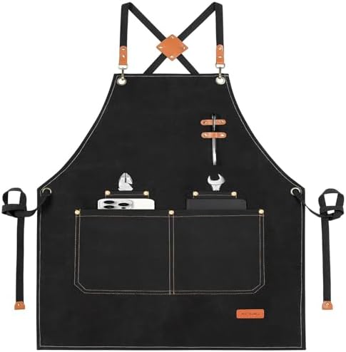 Delantal de barbacoa para hombres con 4 bolsillos, ideal para barbacoa de cocina jardín barbacoa regalo de la cafetería del restaurante