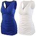 KUCI Maternity Nursing Tank Top, Women Maternity Pajama Tops Nursing Cami Sleep Bra for Breastfeeding (S, Blue+White/2Pack)