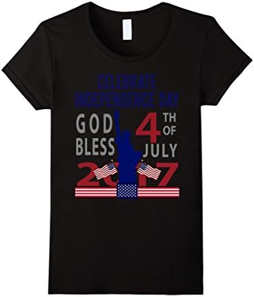Womens Happy independence day T shirt for American 4th of July Small Black